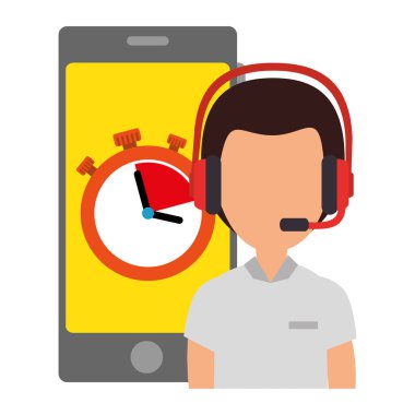 akıllı telefon ve kronometre ile lojistik işçi