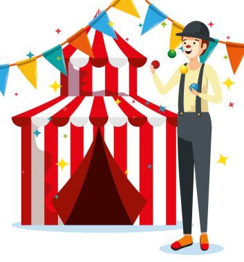 sirk ve parti afiş ile adam pandomim kostüm