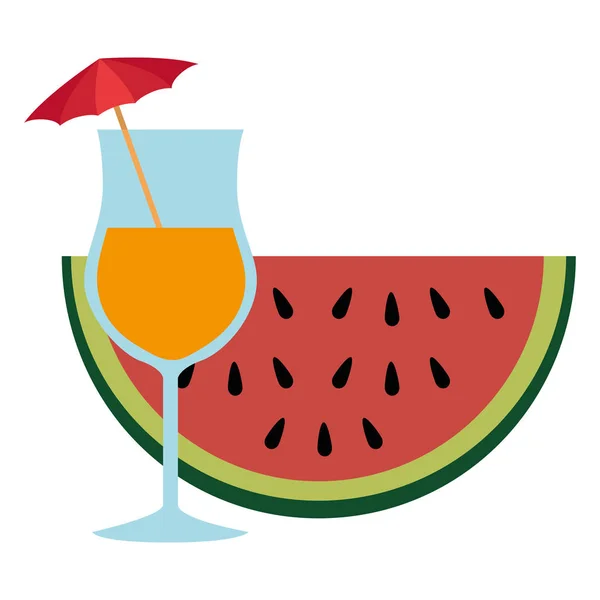 Tropical cocktail with watermelon — Stock Vector
