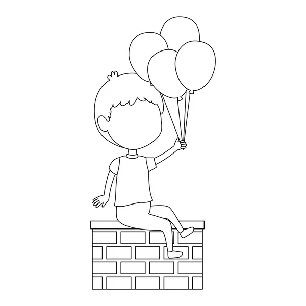 Μικρό αγόρι με μπαλόνια ηλίου χαρακτήρα — Διανυσματικό Αρχείο