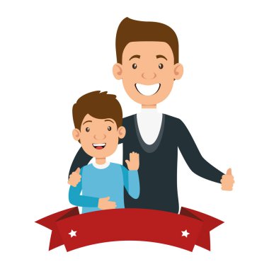 küçük oğlu karakterleri ve kurdele ile en iyi baba