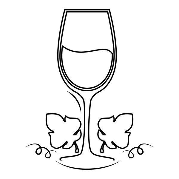 Vinný pohár s listovým rámem — Stockový vektor
