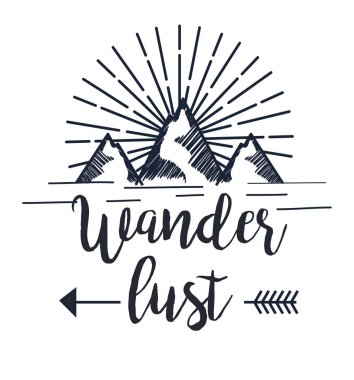 wanderlust macera ok ile karlı dağ