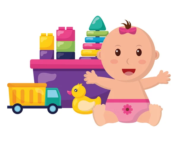 Bebê menina brinquedos — Vetor de Stock