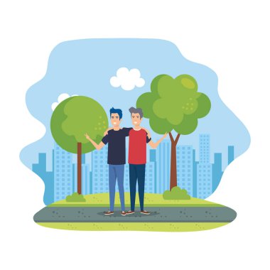 Parktaki genç ve sıradan adamlar.