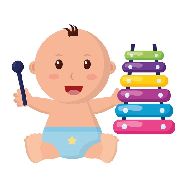 Bebê menino brinquedos — Vetor de Stock