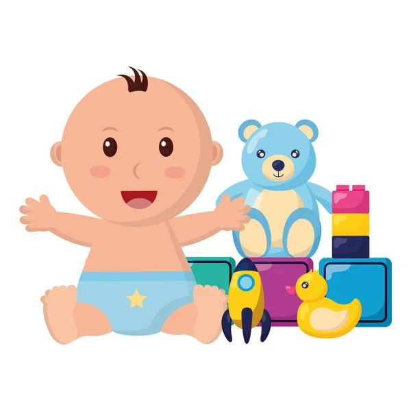 Bebé niño juguetes — Vector de stock