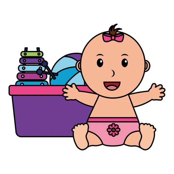 Dziecko dziewczynka zabawki — Wektor stockowy
