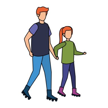 Baba ile kızı paten