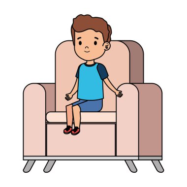 kanepe karakter oturan küçük çocuk