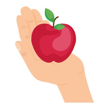 elma taze meyve simgesi ile el
