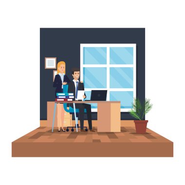 iş çift ofis sahnesinde