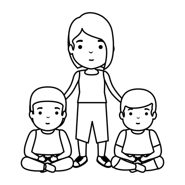 母亲与儿子字符 — 图库矢量图片