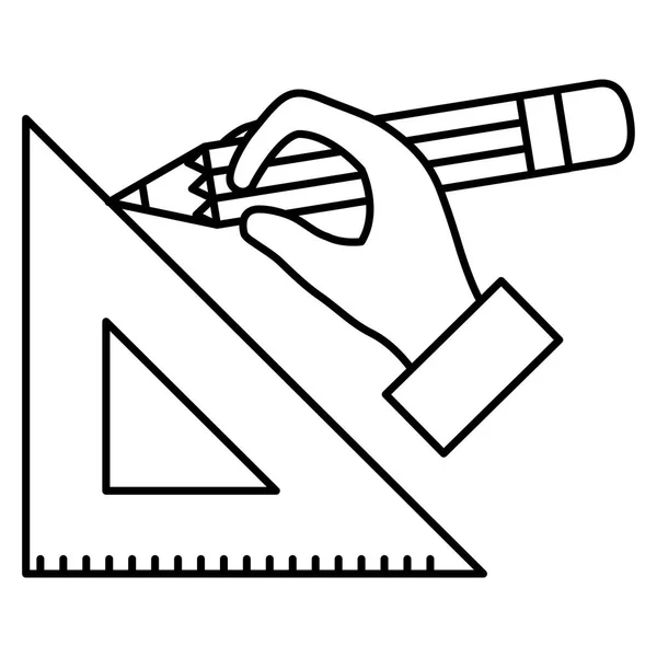 Χέρι με γεωμετρικά κανόνα σχολείο εικονίδιο — Διανυσματικό Αρχείο
