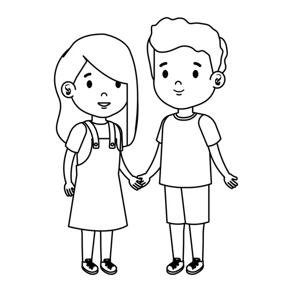 Petits enfants couple personnages — Image vectorielle