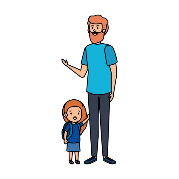 Baba ile kızı karakterler — Stok Vektör