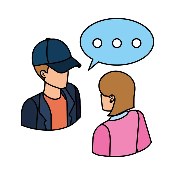 Couple with speech bubble avatars — Stock Vector