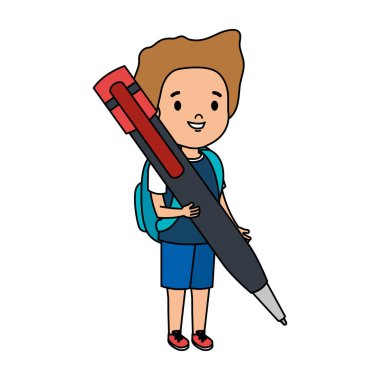 kalem ile küçük çocuk öğrenci