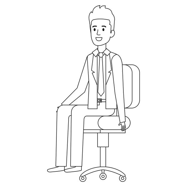 坐在办公室椅子上的商人 — 图库矢量图片