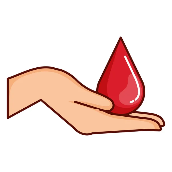 Hånd mottar dråpe blod – stockvektor