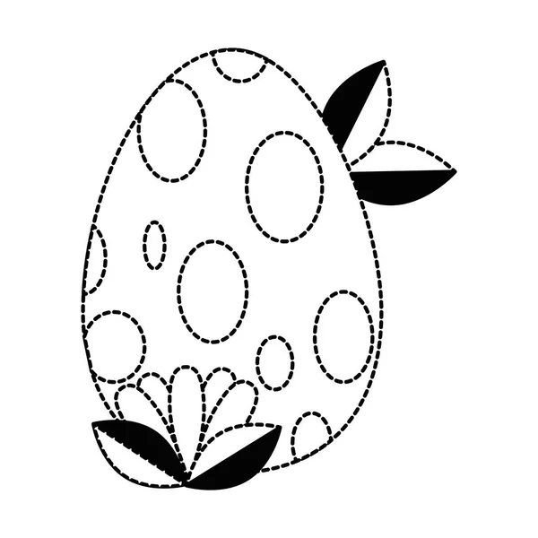 Покрашенное пасхальное яйцо и листья — стоковый вектор