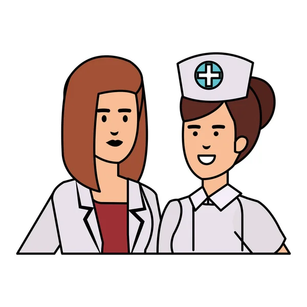 Professionelle Ärztin und Krankenschwester — Stockvektor