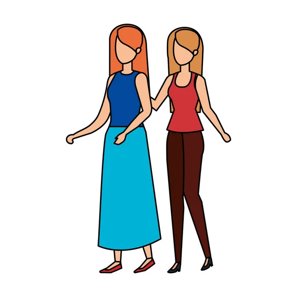 Δυο κορίτσια είδωλα χαρακτήρες — Διανυσματικό Αρχείο