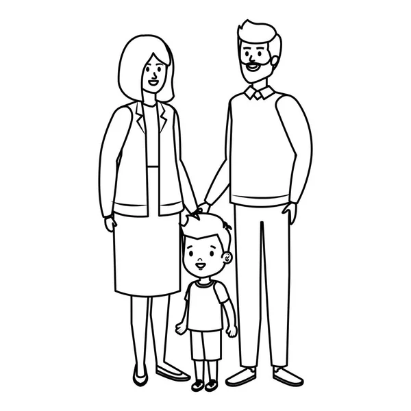 Mignon grand-parents couple avec petit-fils — Image vectorielle