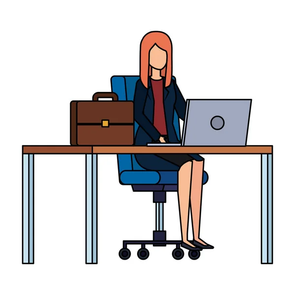 Elegant businesswoman in the workplace — Stock Vector