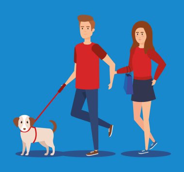 köpek avatarlar karakter ile genç Çift