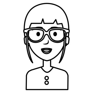 Gözlük avatar karakter ile güzel kadın