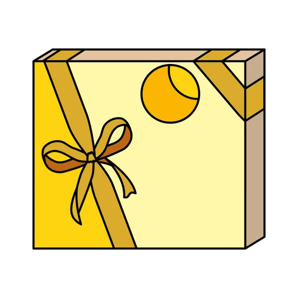 Gift box present with golden ribbon — Stock Vector