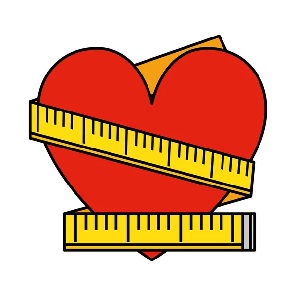 心脏与磁带测量 — 图库矢量图片