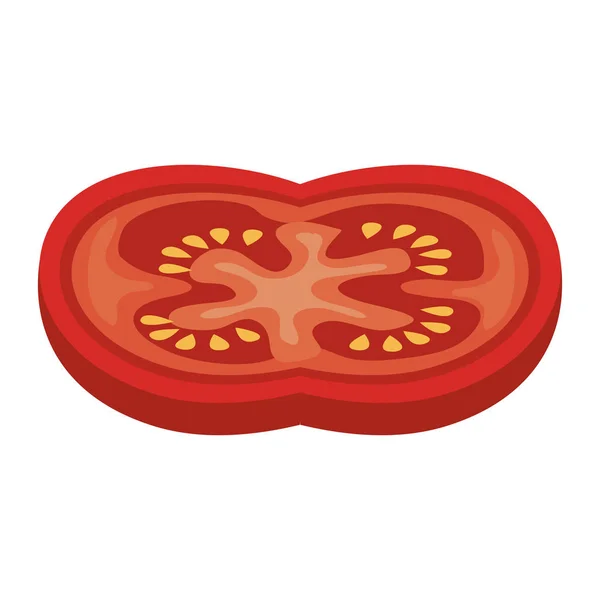 Ikon terisolasi setengah tomat segar - Stok Vektor