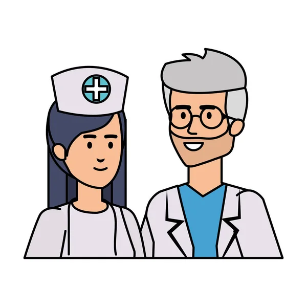 Par proffs läkare och sjuk sköterska tecken — Stock vektor