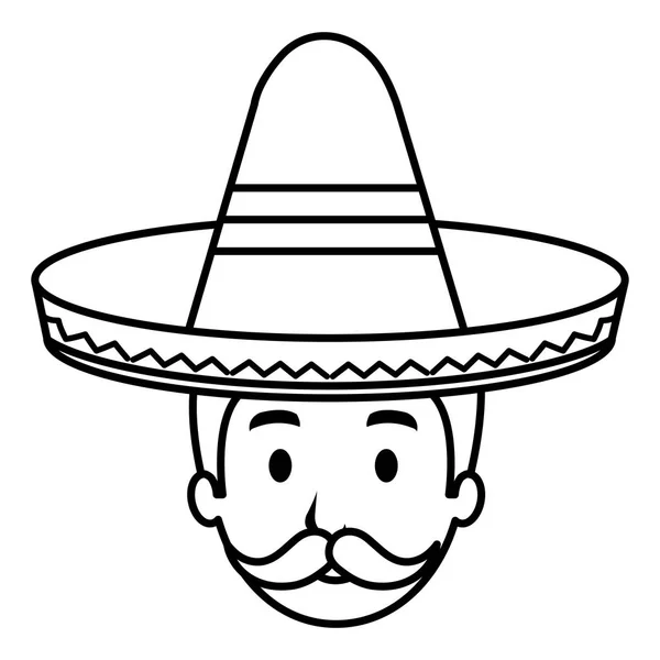 墨西哥马里亚奇头头像字符 — 图库矢量图片
