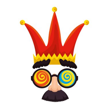 aptallar gün maske gözlük ve bıyıklı joker şapkası