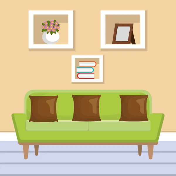 Ícone de cena sala de estar — Vetor de Stock