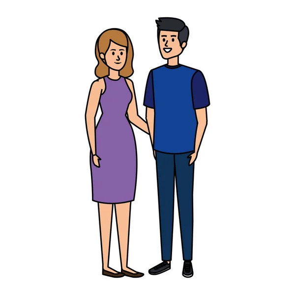 Jeune couple avatars personnages — Image vectorielle