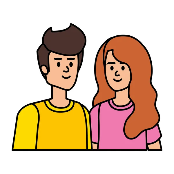 Персонажи аватаров молодой пары — стоковый вектор