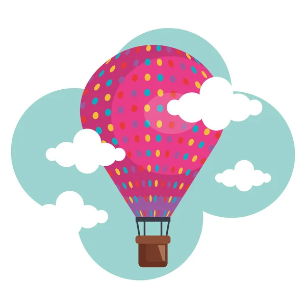 Balloon air hot flying in the sky — Stock Vector