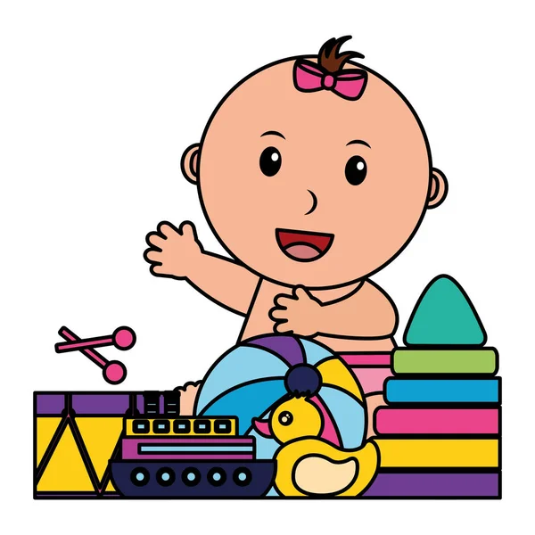 Dziecko dziewczynka zabawki — Wektor stockowy
