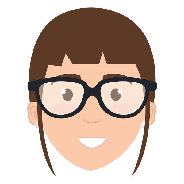 Schöne Frau mit Brille Kopf Avatar-Charakter — Stockvektor