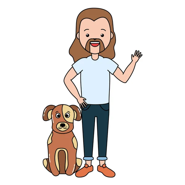 hipster man and dog pet