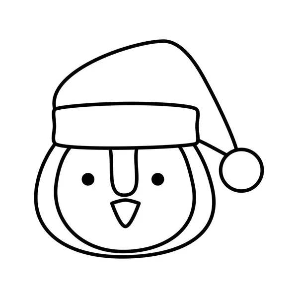 Noel baba şapkalı sevimli penguen kafası — Stok Vektör