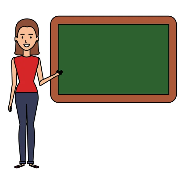 Woman teacher with chalkboard — 스톡 벡터