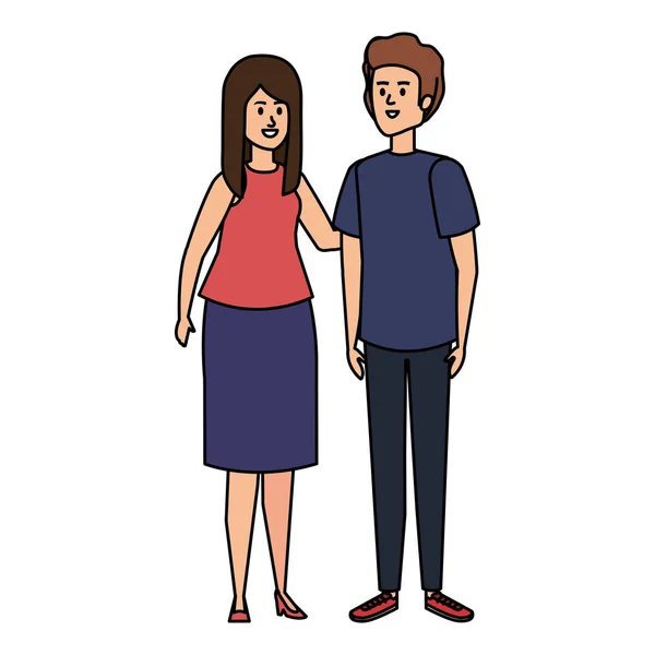 Jeune couple avatars personnages — Image vectorielle