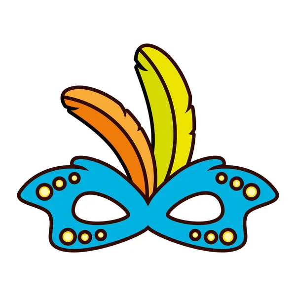 Máscara plumas Brasil carnaval — Vector de stock