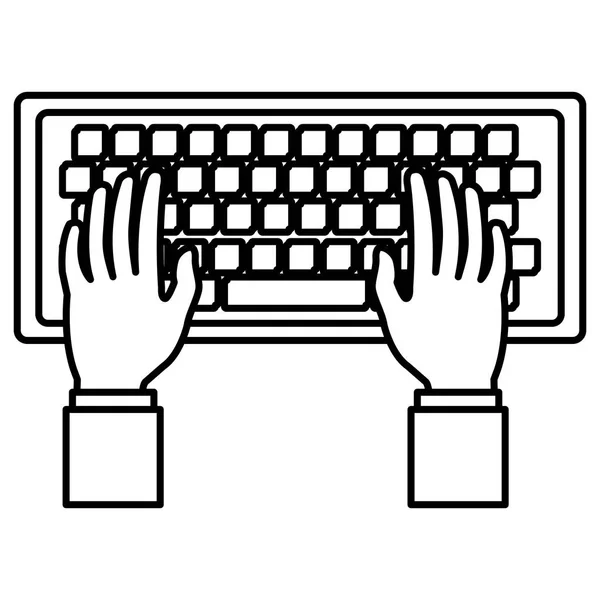 Manos usando el teclado del ordenador — Archivo Imágenes Vectoriales