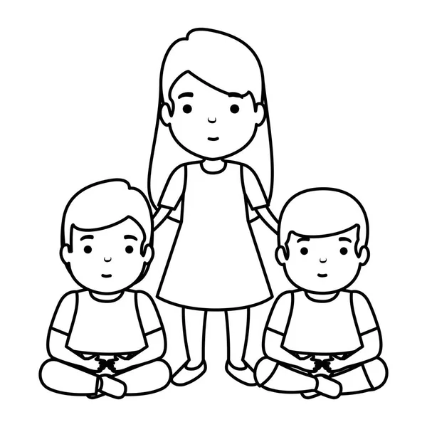 Madre con hijos personajes — Vector de stock